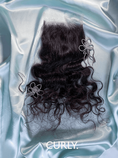 TQAG-5X5 HD Curly hair closure, raw hair closure bouclée